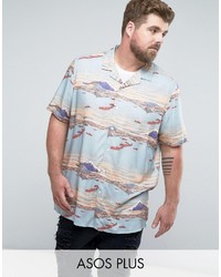 Asos Plus Regular Fit Viscose Shirt In Scenic Print