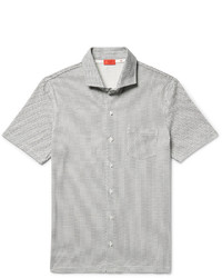 Isaia Spread Collar Printed Cotton Jersey Shirt