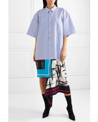 Balenciaga Asymmetric Patchwork Cotton Poplin And Silk Twill Dress