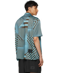 We11done Blue Geometric Print Short Sleeve Shirt