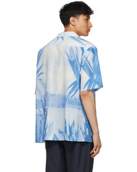 Kenzo Blue High Summer Hawaiian Graffiti Short Sleeve Shirt