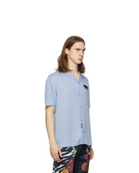 VERSACE JEANS COUTURE Blue Rubber Logo Short Sleeve Shirt