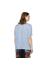 VERSACE JEANS COUTURE Blue Rubber Logo Short Sleeve Shirt