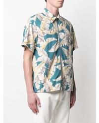 Anglozine Feather Print Zip Up Shirt