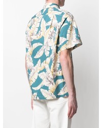 Anglozine Feather Print Zip Up Shirt