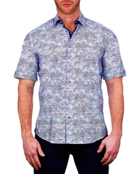 Maceoo Galileo Arrowup Blue Short Sleeve Button Up Shirt