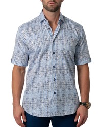 Maceoo Galileo Raft Short Sleeve Button Up Shirt In Blue At Nordstrom