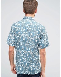 Selected Homme Short Sleeve Shirt With All Over Reverse Floral Print