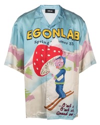 EGONlab Illustration Print Short Sleeve Shirt
