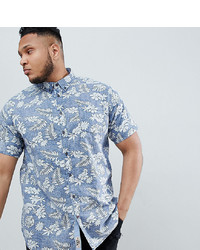 Duke King Size Short Sleeve Shirt In Hawaiian Leaf Print