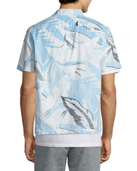 rag & bone Kingston Hawaiian Print Short Sleeve Shirt Blue