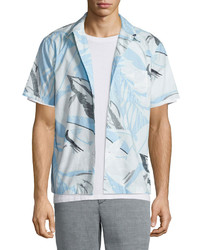 rag & bone Kingston Hawaiian Print Short Sleeve Shirt Blue