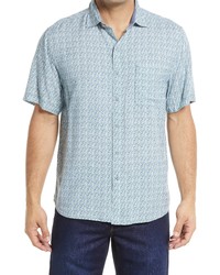 Tommy Bahama Leaf It To Geo Short Sleeve Button Up Shirt In Pine Field At Nordstrom