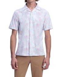 Bugatchi Ooohcotton Tech Print Short Sleeve Knit Camp Shirt In Mint At Nordstrom
