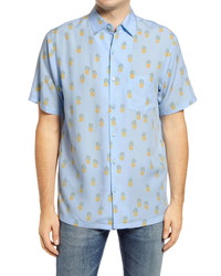 Tori Richard Pineapple Crown Short Sleeve Button Up Camp Shirt