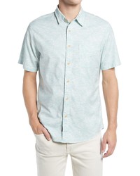 Faherty Playa Patterned Short Sleeve Stretch Button Up Shirt