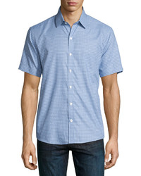 Zachary Prell Printed Short Sleeve Woven Shirt Blue