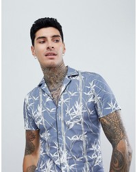Twisted Tailor Revere Collar Skinny Short Sleeve Shirt With Piping