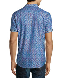 Robert Graham Ridgecrest Short Sleeve Printed Shirt Blue