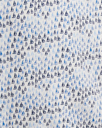 Peter Millar Seaside Sailboat Print Short Sleeve Sport Shirt Blue