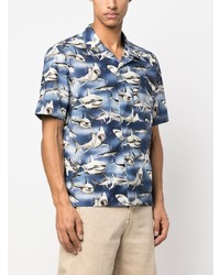 Palm Angels Sharks Print Bowling Shirt