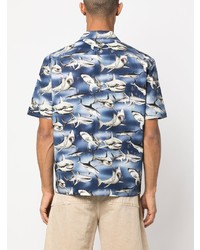 Palm Angels Sharks Print Bowling Shirt