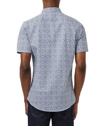 Topman Short Sleeve Squiggle Print Sport Shirt