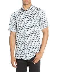Selected Homme Slim Fit Print Short Sleeve Button Up Shirt