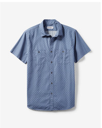 Express Soft Wash Micro Circle Print Short Sleeve Cotton Shirt