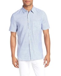 French Connection Stripe Chambray Cotton Linen Sport Shirt