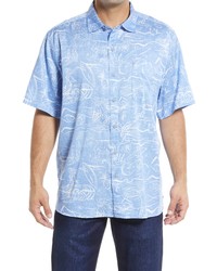 Tommy Bahama Sydney Sketch Short Sleeve Button Up Shirt In New Blue Opal At Nordstrom