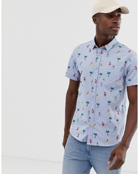 Brave Soul Tropical Palm Print Short Sleeve Shirt