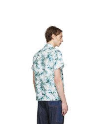 Naked and Famous Denim White And Green Big Tropical Aloha Shirt