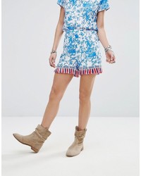 Glamorous Shorts In Floral Print With Tassel Trim Co Ord