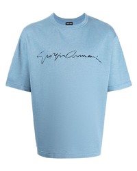 Giorgio Armani Logo Print Silk Blend T Shirt