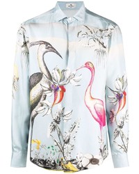Etro Bird Print Silk Shirt