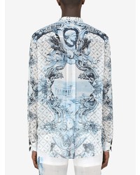 Dolce & Gabbana Collarless Silk Printed Shirt