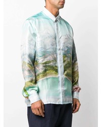 Casablanca Dalmatian A La Montagne Print Silk Shirt