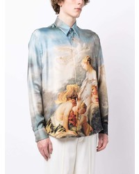Roberto Cavalli Painting Print Silk Shirt