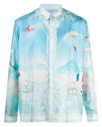 Casablanca Ski Club Print Silk Shirt