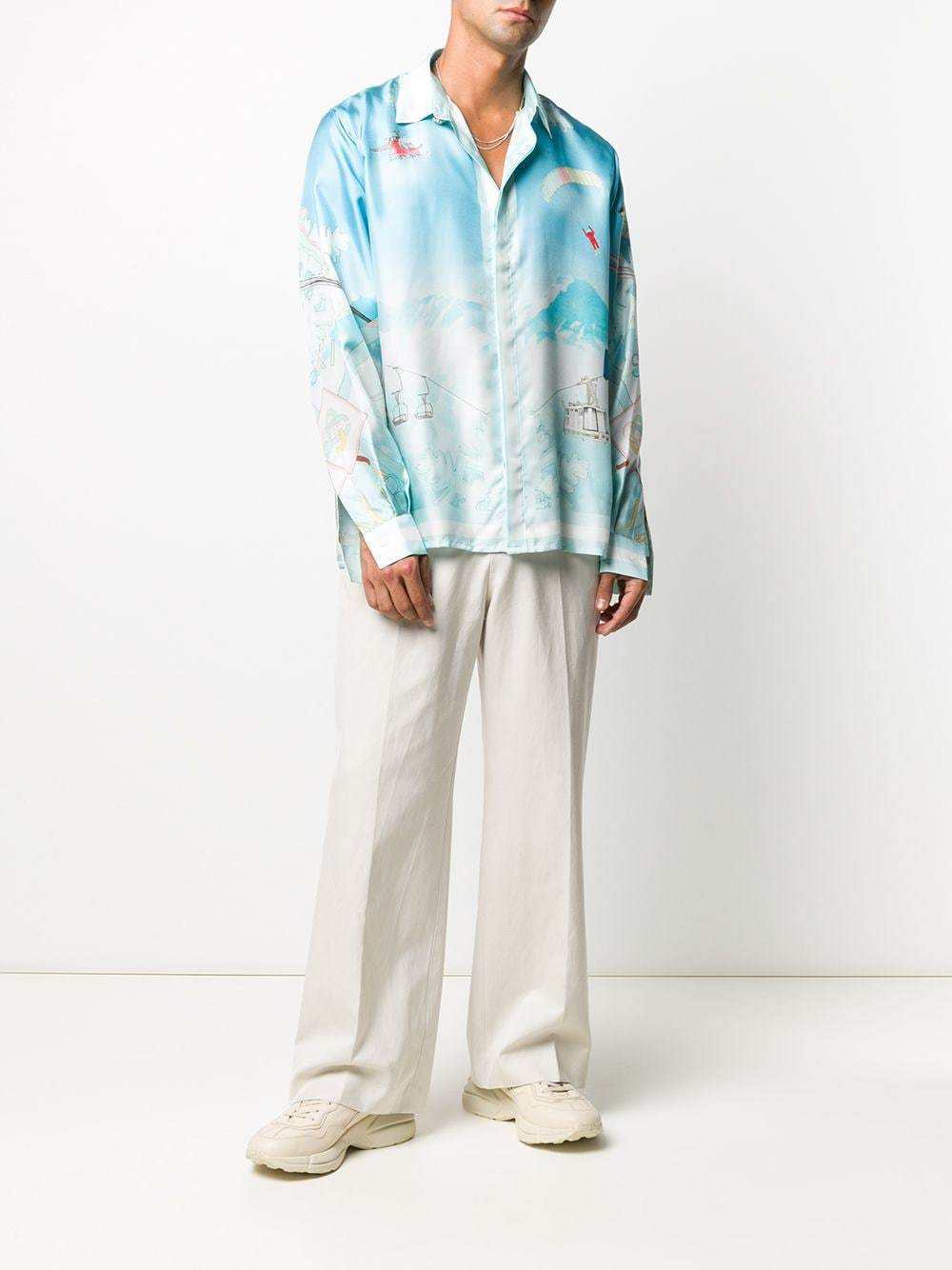 Casablanca Ski Print Silk Shirt, $494 | farfetch.com | Lookastic