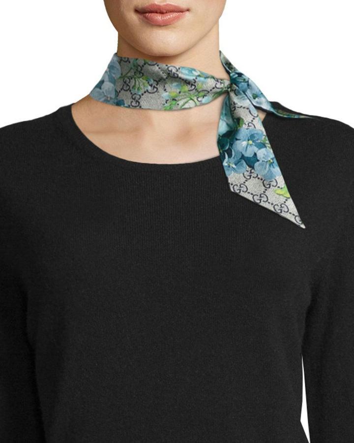 gucci foily skinny silk scarf