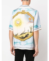 Amiri Graphic Print Silk Bowling Shirt