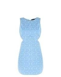 Exclusives New Look Light Blue Daisy Print Cut Out Side Denim Dress