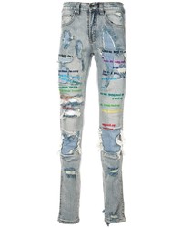 Ev Brovado Distressed Slogan Skinny Jeans