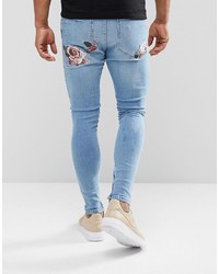 Siksilk Super Skinny Fit Jeans With Embroidery