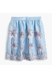 J.Crew Linen Skirt In Palm Tree Print