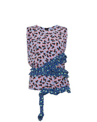 Marni Floral Top With Asymmetric Ruffle