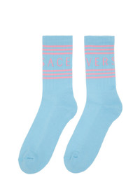 Versace Blue And Pink 1990s Logo Socks
