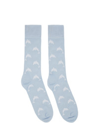 Thom Browne Blue Intarsia Dolphin Icon Socks